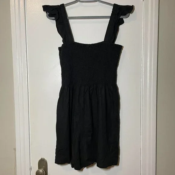 MADEWELL Linen-Blend Lucie Smocked Romper size 10 - Picture 7 of 8